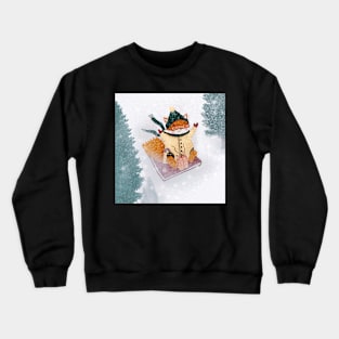 Happy Fox Sliding In The Snow Crewneck Sweatshirt